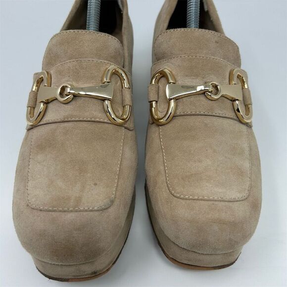 Jeffrey Campbell Women's Platform Loafers Size 9 Nude Suede Preppy Casual - Picture 6 of 14